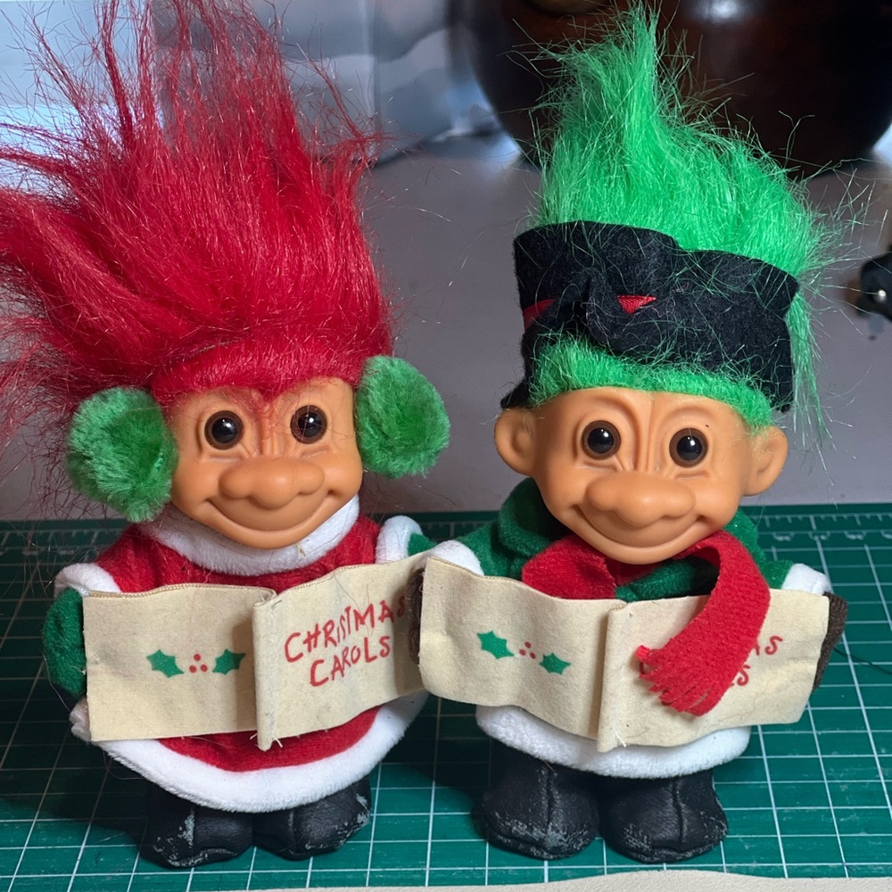 Vintage Christmas Caroling Troll Dolls